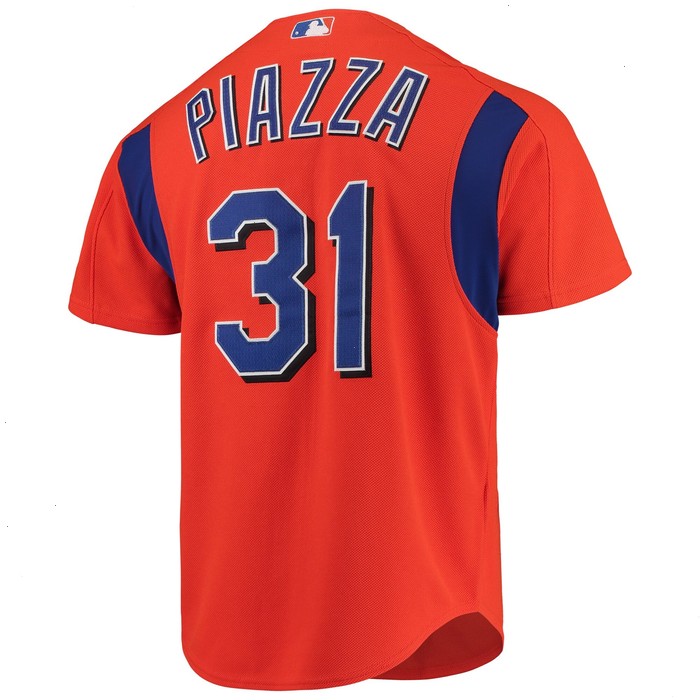 Mike Piazza New York Mets Mitchell & Ness Cooperstown Collection Mesh Batting Practice Button-Up Jersey - Orange