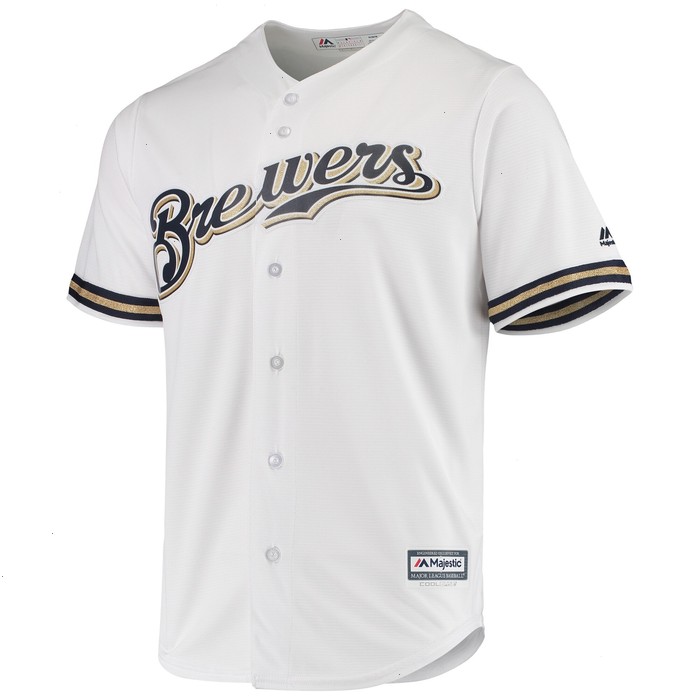 Milwaukee Brewers Majestic Home Official Cool Base Jersey - White