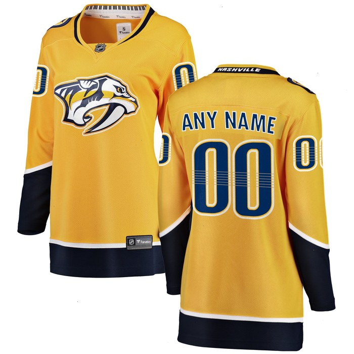 Nashville Predators Fanatics Branded Women's Home Breakaway Custom Jersey - Yellow