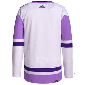 Nashville Predators adidas Hockey Fights Cancer Primegreen Authentic Blank Practice Jersey - White/Purple