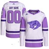 Nashville Predators adidas Hockey Fights Cancer Primegreen Authentic Custom Jersey - White/Purple