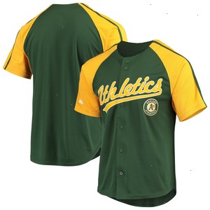 Oakland Athletics Stitches Button-Down Raglan Replica Jersey - Green