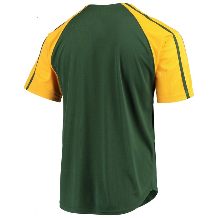 Oakland Athletics Stitches Button-Down Raglan Replica Jersey - Green