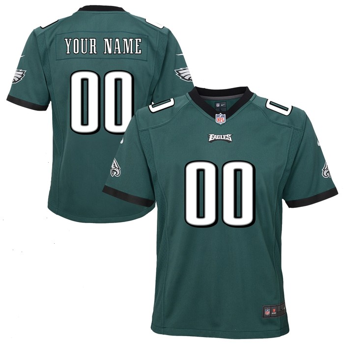 Philadelphia Eagles Nike Youth Team Custom Game Jersey - Midnight Green