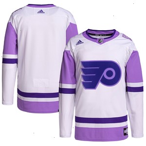 Philadelphia Flyers adidas Hockey Fights Cancer Primegreen Authentic Blank Practice Jersey - White/Purple