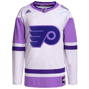 Philadelphia Flyers adidas Hockey Fights Cancer Primegreen Authentic Custom Jersey - White/Purple