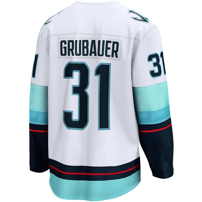 Philipp Grubauer Seattle Kraken Fanatics Branded Away Premier Breakaway Player Jersey - White