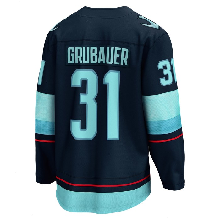 Philipp Grubauer Seattle Kraken Fanatics Branded Home Premier Breakaway Player Jersey - Deep Sea Blue