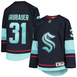 Philipp Grubauer Seattle Kraken Youth Home Premier Player Jersey - Deep Sea Blue