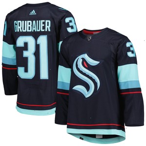 Philipp Grubauer Seattle Kraken adidas Home Primegreen Authentic Pro Player Jersey - Navy