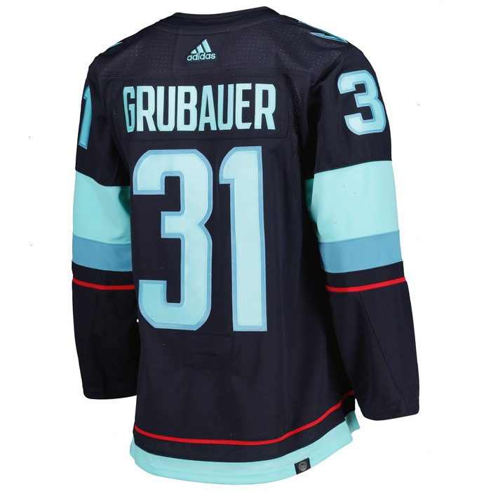 Philipp Grubauer Seattle Kraken adidas Home Primegreen Authentic Pro Player Jersey - Navy