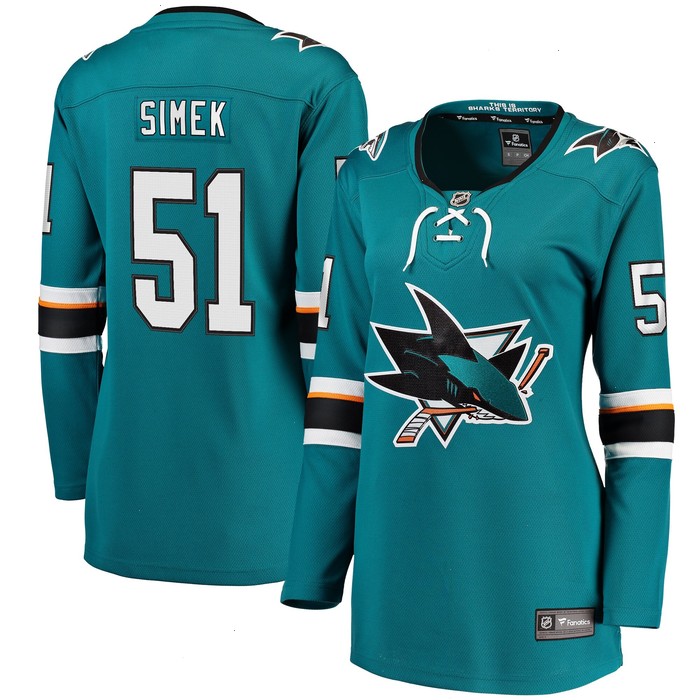 Radim Simek San Jose Sharks Fanatics Branded Women's Home Breakaway Player Jersey - Teal