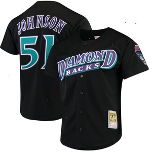 Randy Johnson Arizona Diamondbacks Mitchell & Ness Cooperstown Collection Mesh Batting Practice Button-Up Jersey - Black