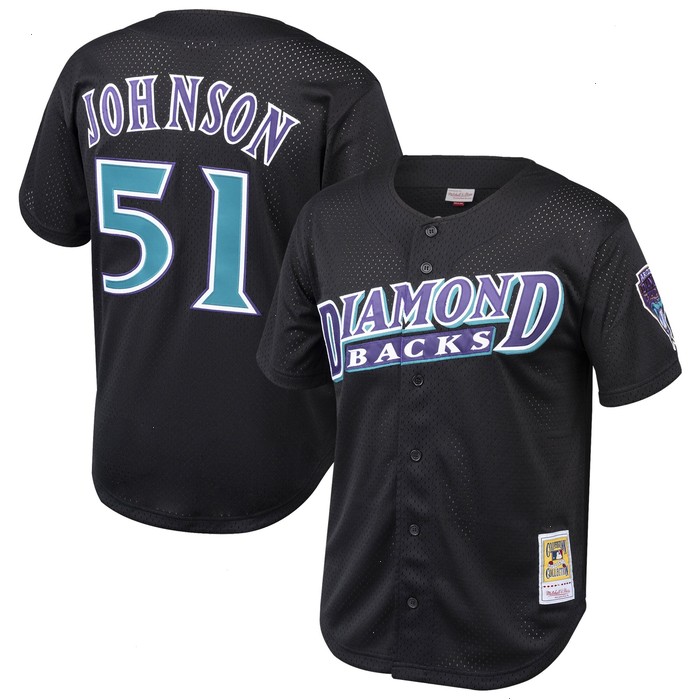 Randy Johnson Arizona Diamondbacks Mitchell & Ness Youth Cooperstown Collection Mesh Batting Practice Jersey - Black