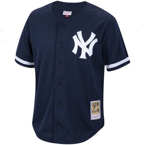 Reggie Jackson New York Yankees Mitchell & Ness Cooperstown Collection Mesh Batting Practice Button-Up Jersey - Navy