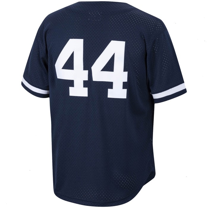 Reggie Jackson New York Yankees Mitchell & Ness Cooperstown Collection Mesh Batting Practice Button-Up Jersey - Navy