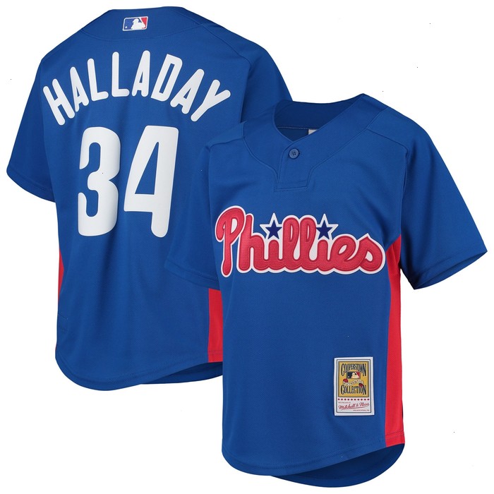 Roy Halladay Philadelphia Phillies Mitchell & Ness Youth Cooperstown Collection Mesh Batting Practice Jersey - Royal