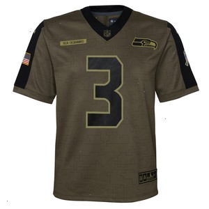 Russell Wilson Seattle Seahawks Nike Youth 2021 Salute To Service Game Jersey - Olive