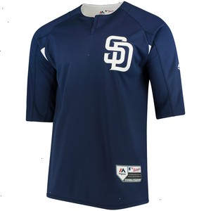 San Diego Padres Majestic Authentic Collection On-Field 3/4-Sleeve Batting Practice Jersey - Navy/White