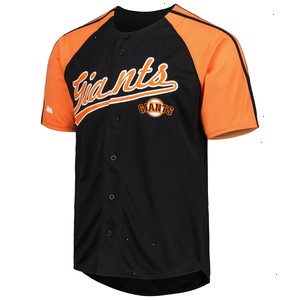 San Francisco Giants Stitches Button-Down Raglan Fashion Jersey - Black