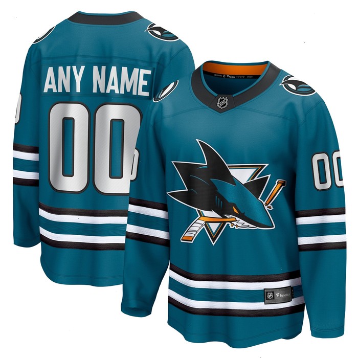 San Jose Sharks Fanatics Branded Home Breakaway Custom Jersey - Teal