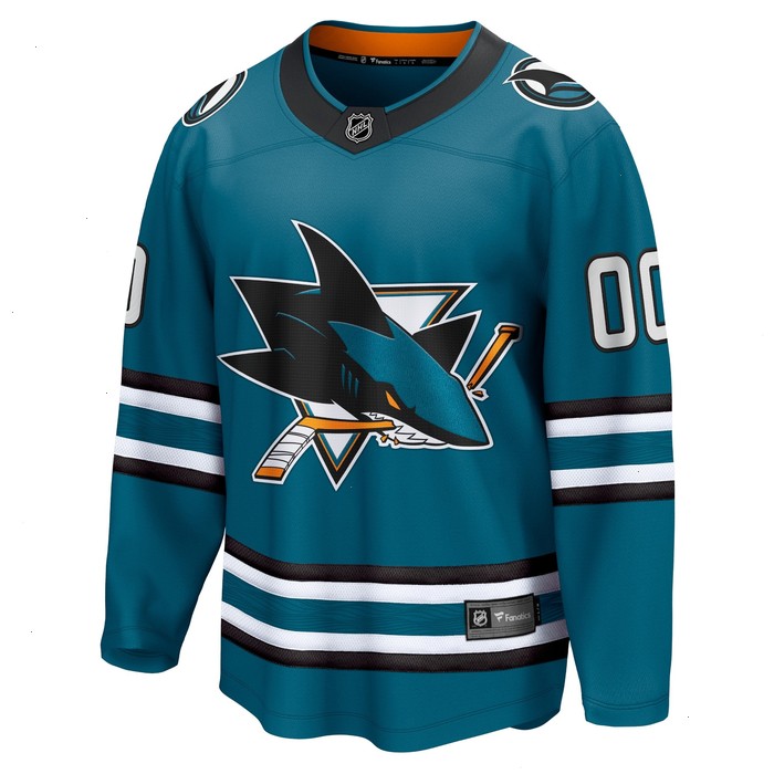 San Jose Sharks Fanatics Branded Home Breakaway Custom Jersey - Teal