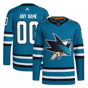 San Jose Sharks adidas Home Primegreen Authentic Pro Custom Jersey - Teal