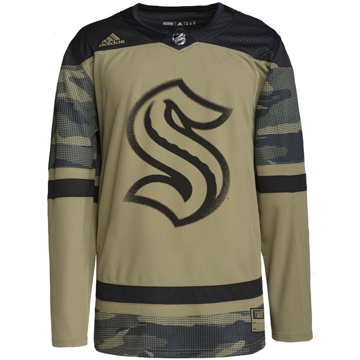 Seattle Kraken adidas Military Appreciation Team Authentic Custom Practice Jersey - Camo