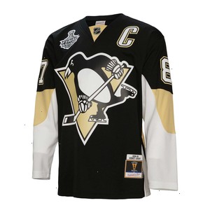 Sidney Crosby Pittsburgh Penguins Mitchell & Ness 2008/09 Captain Patch Blue Line Player Jersey - Black