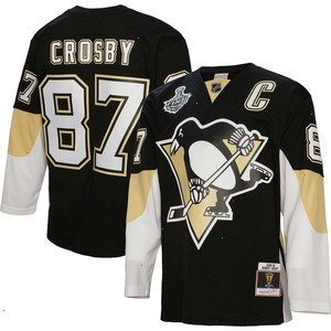 Sidney Crosby Pittsburgh Penguins Mitchell & Ness Big & Tall 2008 Captain Patch Blue Line Player Jersey - Black