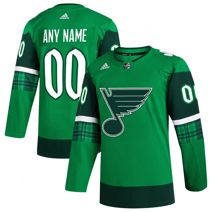 St. Louis Blues adidas St. Patrick's Day Authentic Custom Jersey - Kelly Green