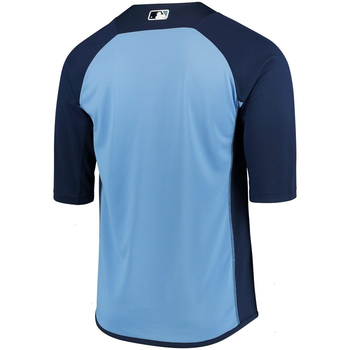 Tampa Bay Rays Majestic Authentic Collection On-Field 3/4-Sleeve Batting Practice Jersey - Navy/Light Blue