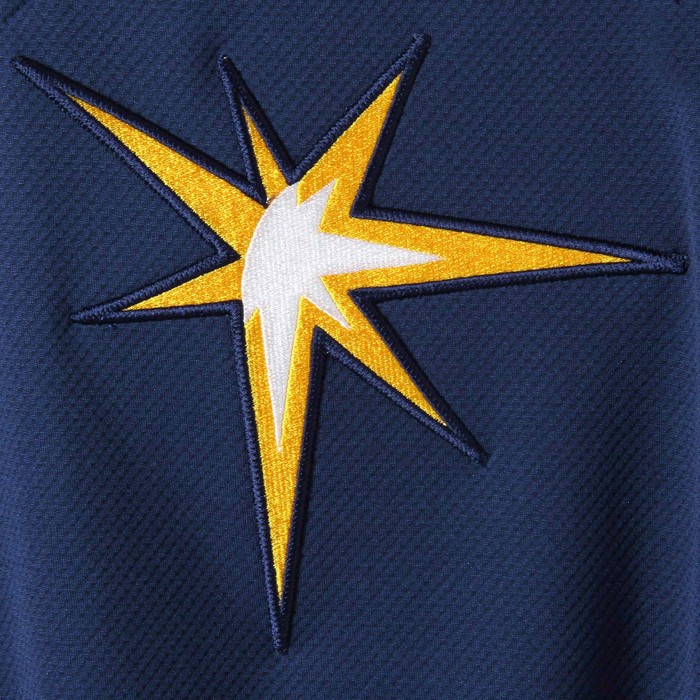 Tampa Bay Rays Majestic Authentic Collection On-Field 3/4-Sleeve Batting Practice Jersey - Navy/Light Blue