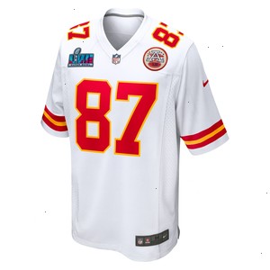 Travis Kelce Kansas City Chiefs Nike Super Bowl LVII Patch Away Game Jersey - White