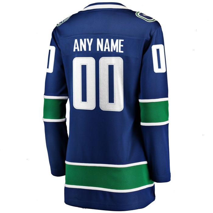 Vancouver Canucks Fanatics Branded Women's Home Breakaway Custom Jersey - Blue