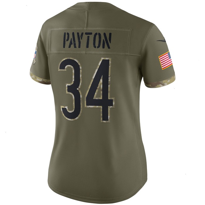 Walter Payton Chicago Bears Nike Women's 2022 Salute To Service Retired Player Limited Jersey - Olive