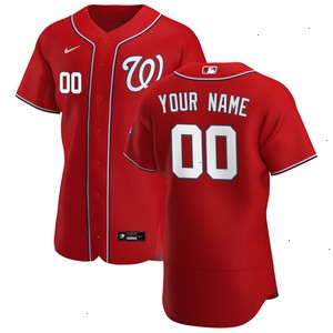 Washington Nationals Nike Alternate Authentic Custom Patch Jersey - Scarlet