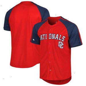 Washington Nationals Stitches Button-Down Raglan Fashion Jersey - Red