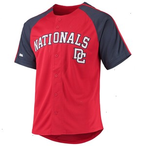 Washington Nationals Stitches Button-Down Raglan Replica Jersey - Red