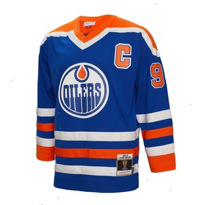 Wayne Gretzky Edmonton Oilers Mitchell & Ness Big & Tall 1986 Captain Patch Blue Line Player Jersey - Royal