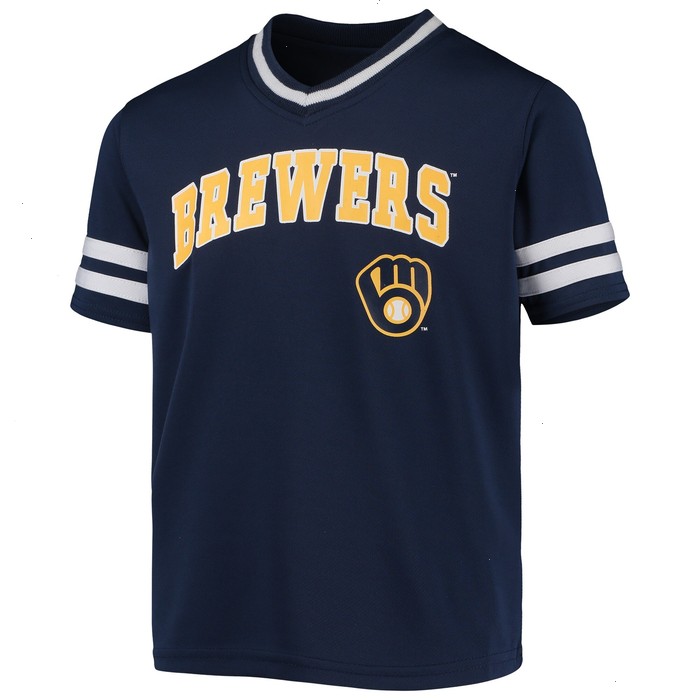 Youth Christian Yelich Navy Milwaukee Brewers Player Logo Jersey