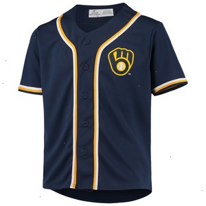 Youth Navy Milwaukee Brewers MLB Team Jersey